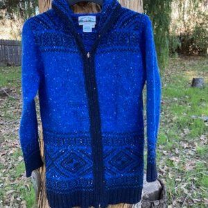 IRISH WOOL LONG-LENGTH HOODED SWEATER